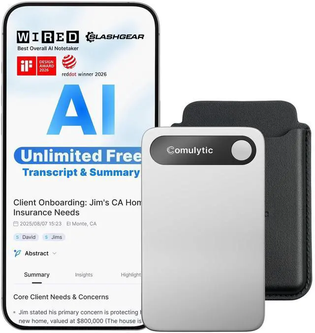 Main image of Note Pro AI Voice Recorder, AI Note Taker Device for Meetings | Transcription & AI Summaries Included, No Subscription Required, App Control, 113 Languages, Ultra-Slim for Meetings & Calls