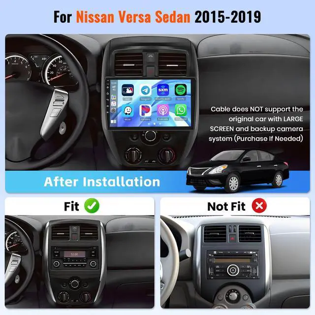 Alt view image 2 of 7 - Android 15 Car Stereo for Nissan Versa Sedan 2015-2019 | 10.1" TouchScreen Radio Wireless CarPlay & Android Auto, Mirror Link, WiFi GPS Bluetooth FM, EQ, 2+64G, SWC + Backup Camera