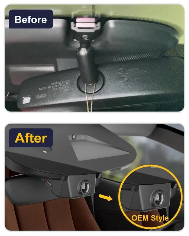 Alt view image 3 of 6 - 4K Dash Cam Suitable for Ford Mustang Mach-E 2021-2026 (Not for Mustang), OEM Factory Look, 2160P UHD Video, Built-in WiFi & APP, Loop Recording, G-Sensor, Plug & Play, 64GB Card