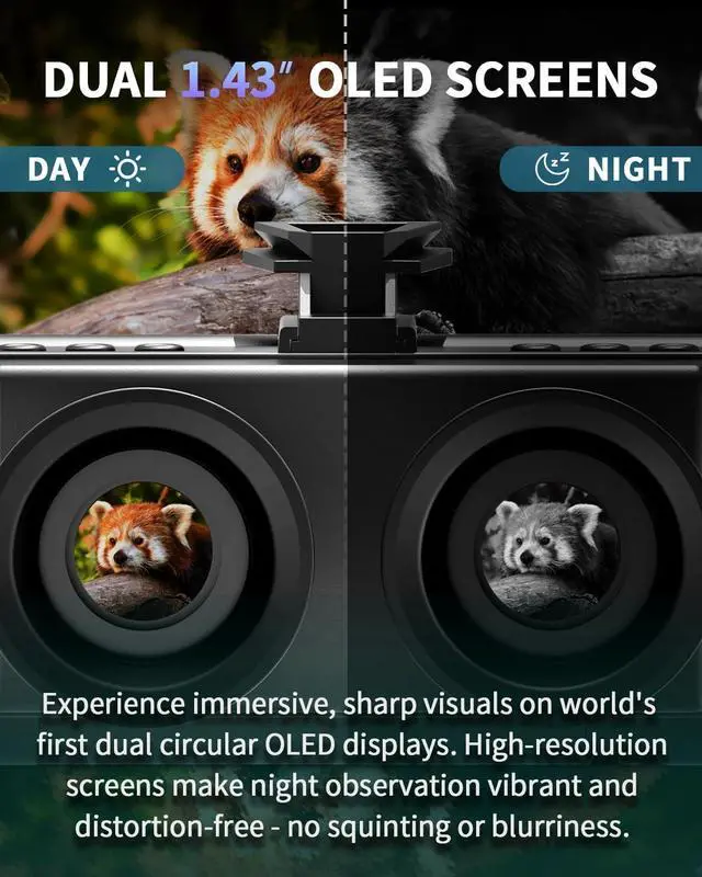 Alt view image 3 of 7 - 4K HD Night Vision Goggles with Helmet Mount, 8X Zoom, 1968ft View Range, Dual Display Screens and 64GB Card for Outdoor Activities, Dark Black