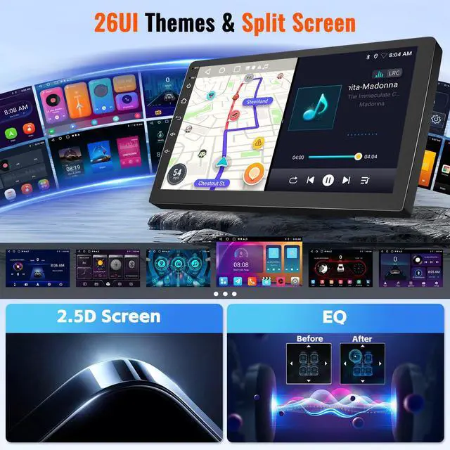 Alt view image 6 of 7 - Android 15 Car Stereo for Toyota Hilux Vigo 2005-2014, 9" Touchscreen Radio | Wireless CarPlay & Android Auto, Mirror Link, WiFi GPS Bluetooth FM, EQ, 2+64G, SWC + Backup Camera