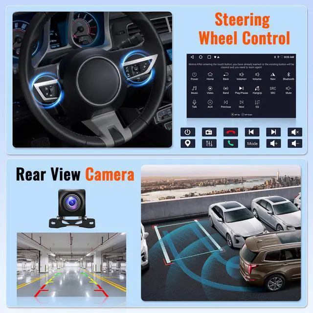 Alt view image 7 of 7 - Android 15 Car Stereo for Nissan Versa Sedan 2015-2019 | 10.1" TouchScreen Radio Wireless CarPlay & Android Auto, Mirror Link, WiFi GPS Bluetooth FM, EQ, 2+64G, SWC + Backup Camera