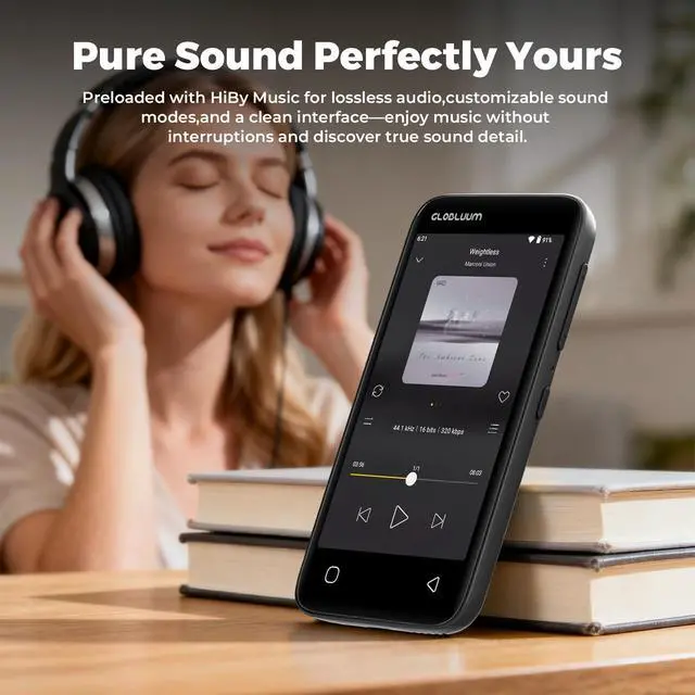 Alt view image 3 of 7 - 160GB MP3 Player with Bluetooth 5.0 and WiFi, Music Player with Spotify, Audible, Pandora, Libby, Spotify Kids, 4" Touchscreen Android MP4 Player with HiFi Sound (Glossy Black)