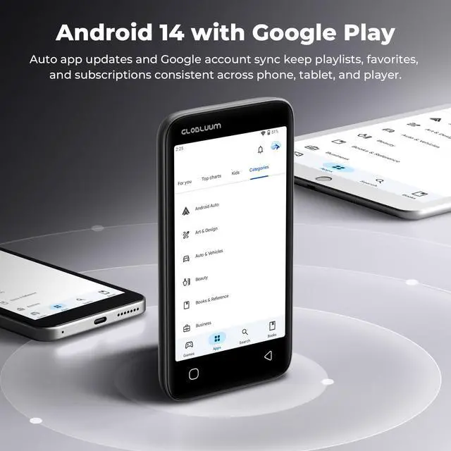 Alt view image 6 of 7 - 160GB MP3 Player with Bluetooth 5.0 and WiFi, Music Player with Spotify, Audible, Pandora, Libby, Spotify Kids, 4" Touchscreen Android MP4 Player with HiFi Sound (Glossy Black)