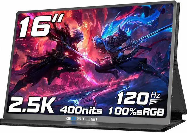 Main image of Portable Gaming Monitor, 16-inch, 120Hz, 100% sRGB, 2.5K QHD, 400 nits, with HDR, Ultra-Slim Design, Eye Protection Features, External Second Screen, Compatible with laptops/PCs/PS5/Mac/Xbox