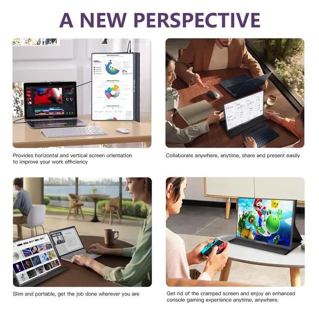 Alt view image 7 of 7 - Portable Gaming Monitor, 16-inch, 120Hz, 100% sRGB, 2.5K QHD, 400 nits, with HDR, Ultra-Slim Design, Eye Protection Features, External Second Screen, Compatible with laptops/PCs/PS5/Mac/Xbox
