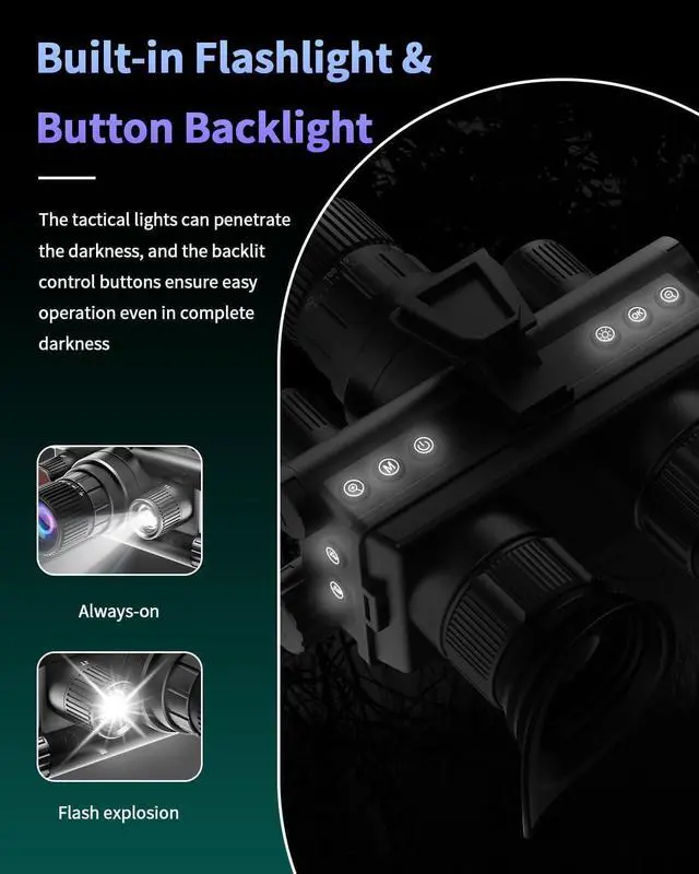 Alt view image 7 of 7 - 4K HD Night Vision Goggles with Helmet Mount, 8X Zoom, 1968ft View Range, Dual Display Screens and 64GB Card for Outdoor Activities, Dark Black