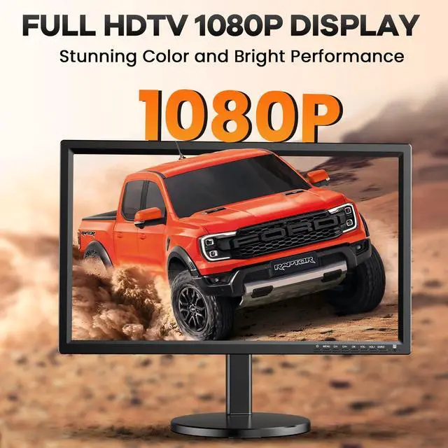 Alt view image 3 of 7 - 22 inch TV, Portable TV with Upgraded Antenna, HDMI/USB/AV Input | 2 in 1 Stand, Small Television for Kitchen, Home, Cars, RV, Office