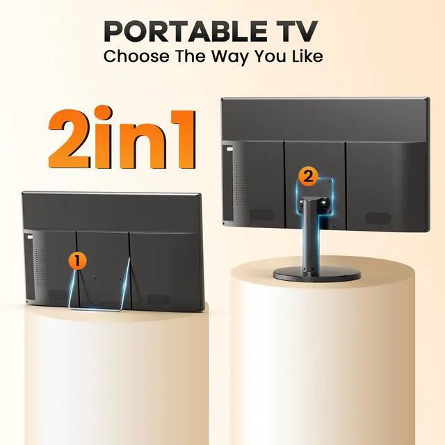 Alt view image 6 of 7 - 22 inch TV, Portable TV with Upgraded Antenna, HDMI/USB/AV Input | 2 in 1 Stand, Small Television for Kitchen, Home, Cars, RV, Office