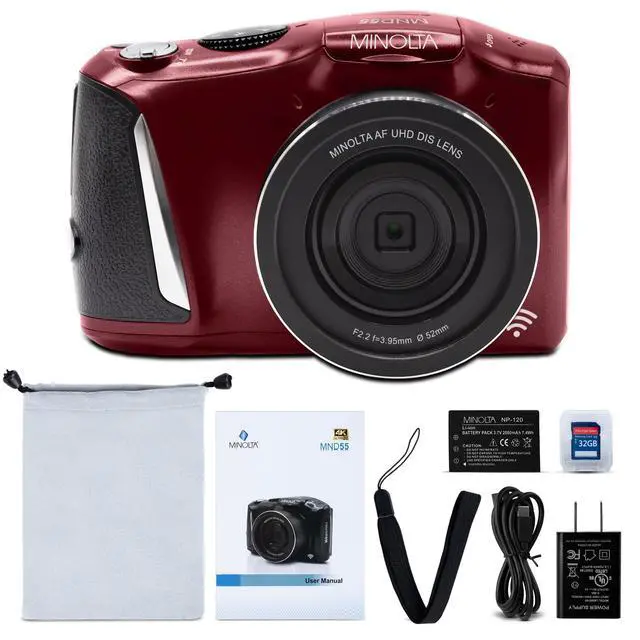Alt view image 2 of 7 - MND55 64MP VLOG Digital Camera, 4K 60FPS Video, 16X Zoom (Red) | Capture sharp HD video with an easy-to-use touchscreen and versatile zoom for everyday recording