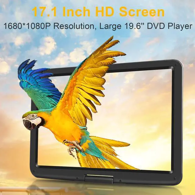 Alt view image 2 of 7 - 19.6" Portable DVD Player with 17.1" Large HD Screen, 5 Hours Battery DVD Player Portable with Car Charger, Kids Portable DVD Player Support All Region Discs, USB and SD Card, Sync TV
