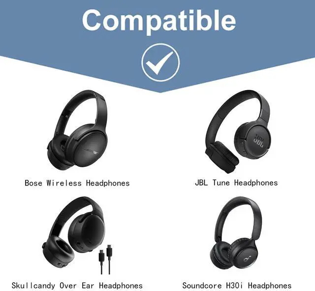 Alt view image 2 of 7 - Hard Case for Bose QuietComfort, QC Ultra, QC 45, QC 35, QC45 SE, QC SE Wireless Noise Cancelling Headphones, Soundcore H30i On-Ear Headphones - Black