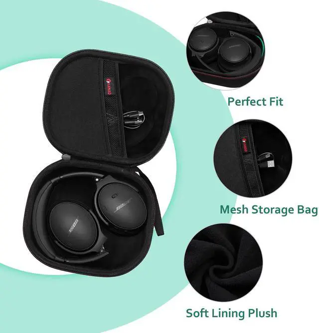 Alt view image 3 of 7 - Hard Case for Bose QuietComfort, QC Ultra, QC 45, QC 35, QC45 SE, QC SE Wireless Noise Cancelling Headphones, Soundcore H30i On-Ear Headphones - Black