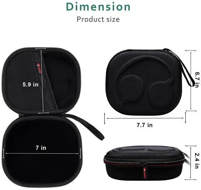 Alt view image 5 of 7 - Hard Case for Bose QuietComfort, QC Ultra, QC 45, QC 35, QC45 SE, QC SE Wireless Noise Cancelling Headphones, Soundcore H30i On-Ear Headphones - Black