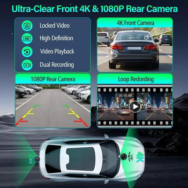Alt view image 5 of 7 - 9" Wireless Apple Carplay & Android Auto Screen for Car with OTA Update | Portable Carplay HD Touchscreen with 4K Dash Cam, Bluetooth, Backup Camera, Mirror Link, Navigation, Voice Control, AUX, FM