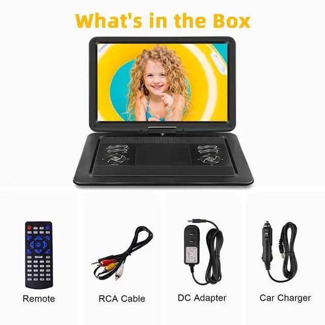 Alt view image 7 of 7 - 19.6" Portable DVD Player with 17.1" Large HD Screen, 5 Hours Battery DVD Player Portable with Car Charger, Kids Portable DVD Player Support All Region Discs, USB and SD Card, Sync TV