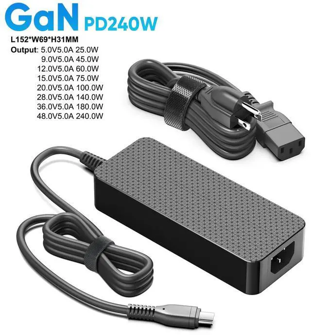 Alt view image 4 of 7 - 48V 5A 240W USB C GaN PD3.1 36V 5A 180W Power Supply with Detachabble USB- C Cable for NVIDIA DGX Spark/Asus Ascent GX10 Desktop AI Computer, Framework Laptop 16(2025), Thunderbolt 5 AI PC Gaming