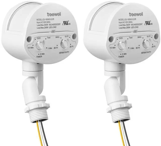 Main image of 2 Pack Motion Sensor, 180-Degree Replacement Motion Detector, Adjustable Time & Detection Sensitiity Up to 60 Feet Range, 3 Working Modes Pir Motion Sensor for Security Floodlight, White, UL Listed