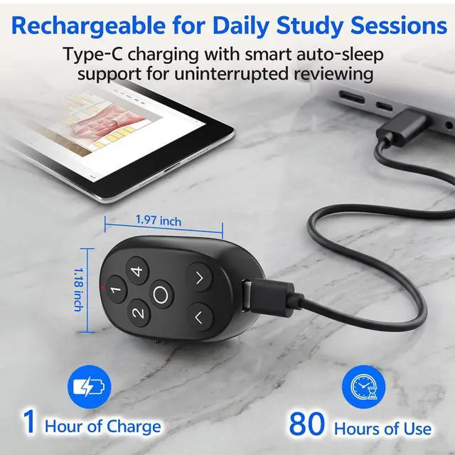 Alt view image 7 of 7 - 6-Button Remote Clicker Ring for Anki with Up and Down Controls | Again, Hard, Good and Easy ratings, Rechargeable, Wireless Flashcard Remote for iPhone, iPad, Mac, Android & Windows