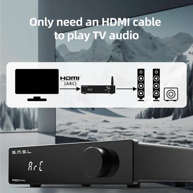 Alt view image 2 of 7 - A50Pro,LPF&HPF,2.1 Channel Audio Amplifier,100W Bass Output Power, HiFi Bluetooth 5.0 Stereo Audio Amplifier,Supports HDMI (ARC),Passive Subwoofer,MA12070P*2 Chip