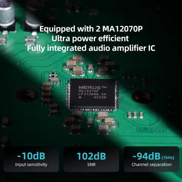 Alt view image 7 of 7 - A50Pro,LPF&HPF,2.1 Channel Audio Amplifier,100W Bass Output Power, HiFi Bluetooth 5.0 Stereo Audio Amplifier,Supports HDMI (ARC),Passive Subwoofer,MA12070P*2 Chip