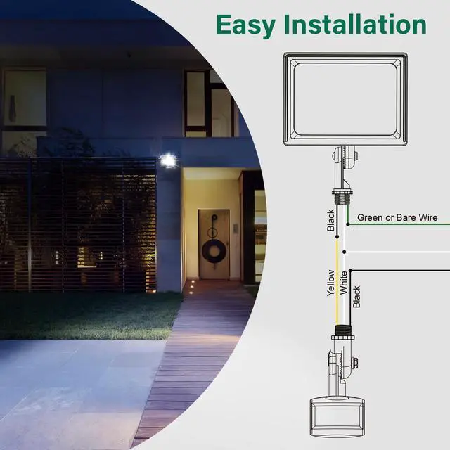 Alt view image 7 of 7 - 2 Pack Motion Sensor, 180-Degree Replacement Motion Detector, Adjustable Time & Detection Sensitiity Up to 60 Feet Range, 3 Working Modes Pir Motion Sensor for Security Floodlight, White, UL Listed