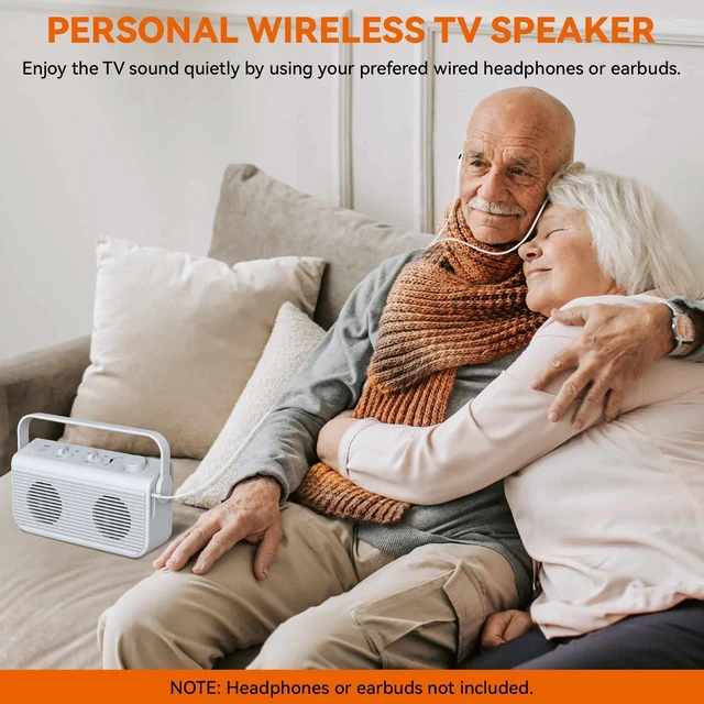 Alt view image 3 of 7 - Wireless Speakers for TV, 2.4G Wireless TV Speaker with SOS Switch, Clarifying Dialog Potable TV Speakers for Hard of Hearing and Elderly, Compatible with Optical RCA AUX TVs, 100FT Range