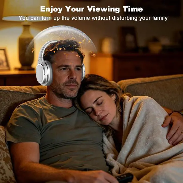Alt view image 6 of 7 - TV Headphones Wireless with RF Transmitter Ideal Gift for Seniors | HiFi Stereo,Adjustable Headband,10Hour Battery,Lightweight,Easy Setup,No Latency,Optical AUX RCA Compatible,Gift for Elderly