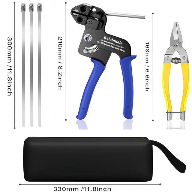 Alt view image 2 of 7 - 205PCS Heavy Duty 304 Stainless Steel Cable Tie Gun Kit | 200pcs 11.8inch Metal Zip Ties, Self-Locking, UV & Corrosion Resistant, for Fence, Exhaust Wrap, Chicken Coop, Farm Use