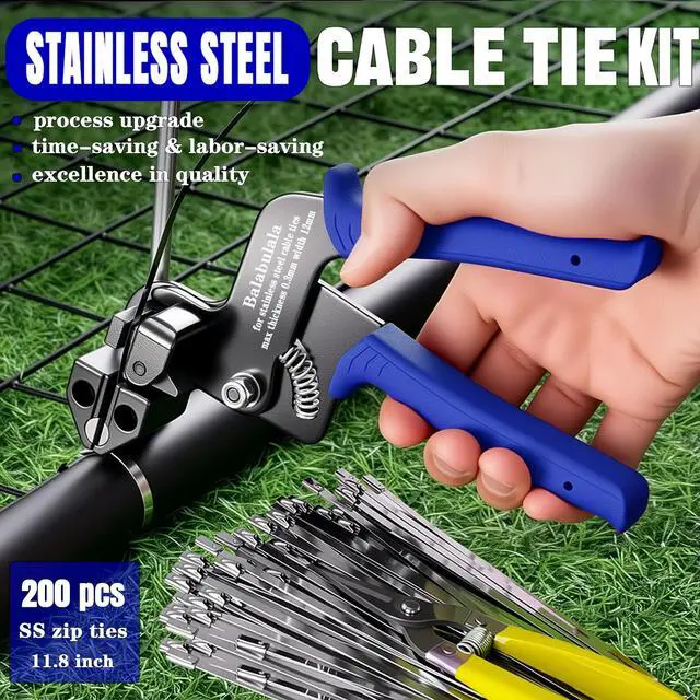 Alt view image 3 of 7 - 205PCS Heavy Duty 304 Stainless Steel Cable Tie Gun Kit | 200pcs 11.8inch Metal Zip Ties, Self-Locking, UV & Corrosion Resistant, for Fence, Exhaust Wrap, Chicken Coop, Farm Use