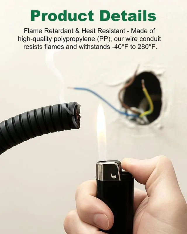 Alt view image 3 of 6 - 120FT Split Wire Loom, 4pc Flame Retardant PP Cable Sleeve Management | Heat & Abrasion Resistant, Flexible Split Design, Durable Cable Protection, Automotive & Home Use, Long Lasting Protection