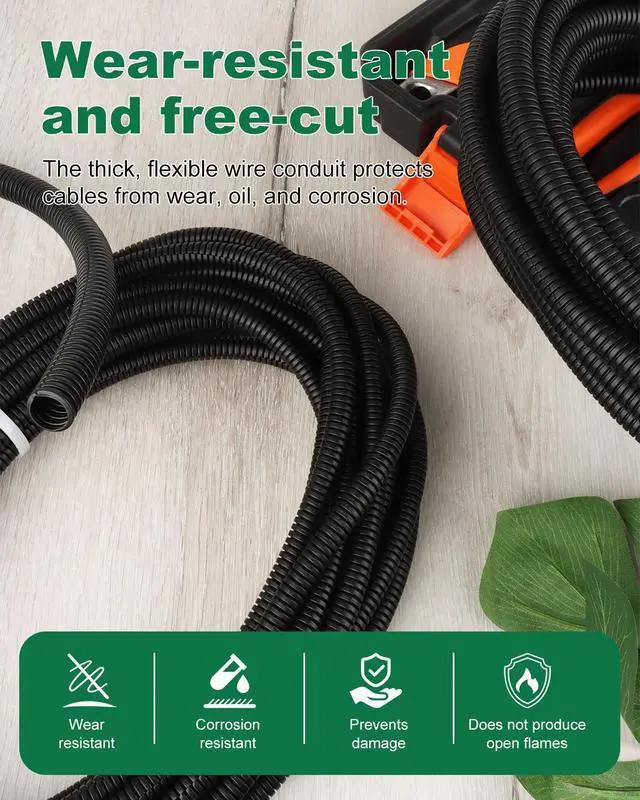 Alt view image 6 of 6 - 120FT Split Wire Loom, 4pc Flame Retardant PP Cable Sleeve Management | Heat & Abrasion Resistant, Flexible Split Design, Durable Cable Protection, Automotive & Home Use, Long Lasting Protection
