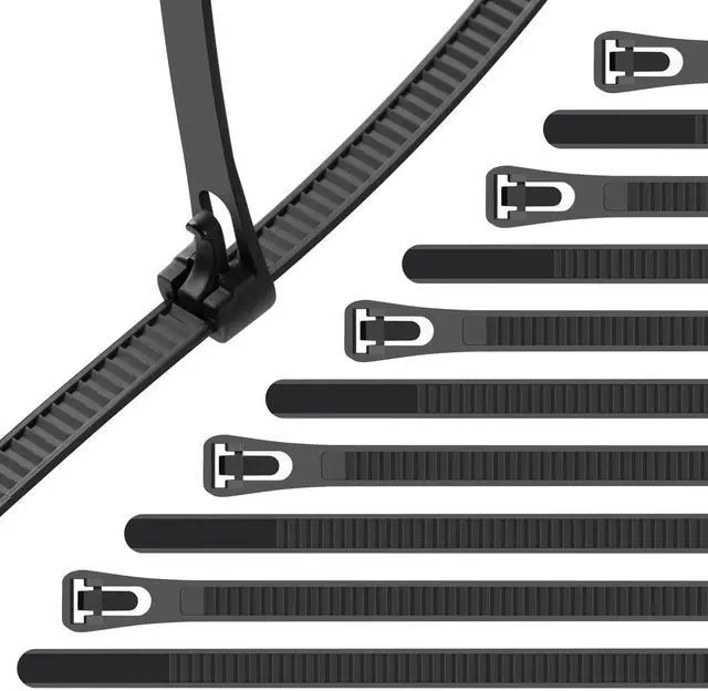 Main image of 24 Inch Black Resuable Long Zip Ties Heavy Duty 100 Pcs 120 LBS | Releasable cable ties, Extra Long Zip Ties, Adjustable Tie wrap, Removable Wire Ties, UV Resistant for Indoor and Outdoor Use