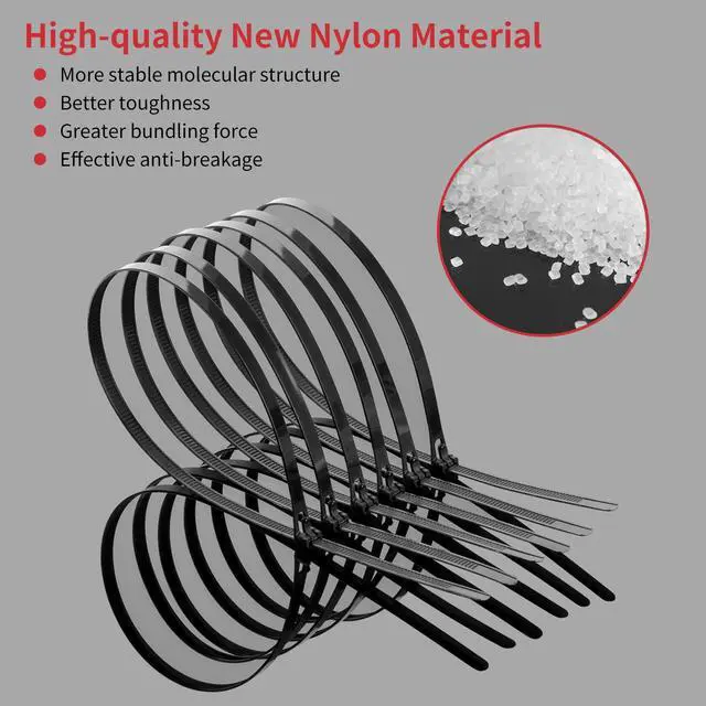 Alt view image 4 of 6 - 24 Inch Black Resuable Long Zip Ties Heavy Duty 100 Pcs 120 LBS | Releasable cable ties, Extra Long Zip Ties, Adjustable Tie wrap, Removable Wire Ties, UV Resistant for Indoor and Outdoor Use