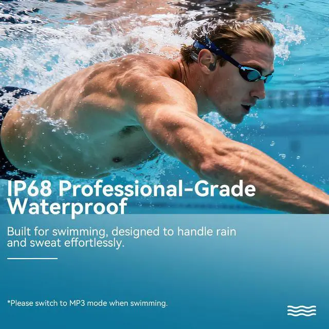 Alt view image 2 of 7 - B11 Bone Conduction Headphones, IP68 Waterproof Earbuds for Swimming, 32GB & Bluetooth 6.0 Wireless Underwater Open Ear Headphones with Mic for Sport