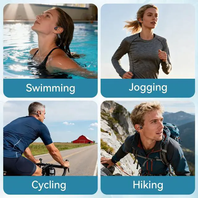 Alt view image 7 of 7 - B11 Bone Conduction Headphones, IP68 Waterproof Earbuds for Swimming, 32GB & Bluetooth 6.0 Wireless Underwater Open Ear Headphones with Mic for Sport