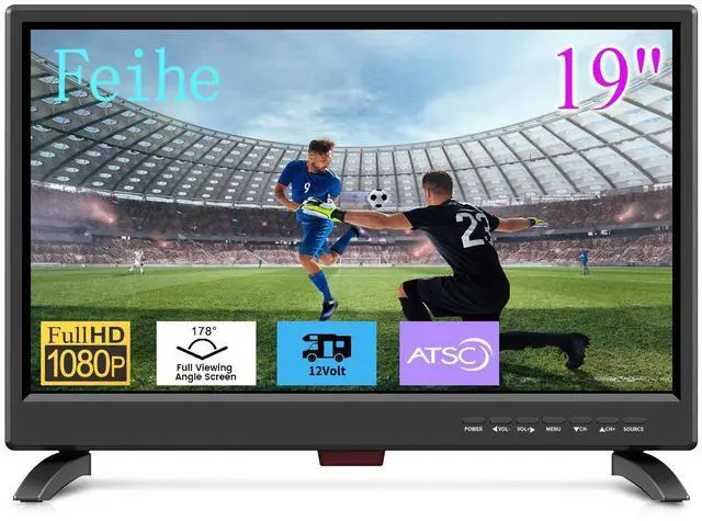 Main image of 19 Inch LED Widescreen TV with Digital ATSC Tuners HDMI/VGA/RCA/USB, 19 Inch Flat Screen TV w/Built in Dual Speakers for Kitchen and RV Camper(No Smart Telesivion)