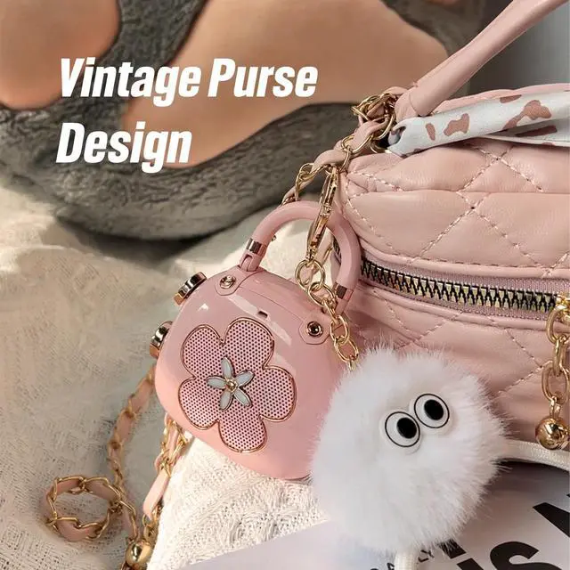 Alt view image 5 of 7 - Candy 2-in-1 Mini Bluetooth Speaker, Loud Audio, Cute Backpack Charm | 8H playtime, retro purse design, clear bass, easy carry, girls' favorite accessory, women's holiday gift, pink
