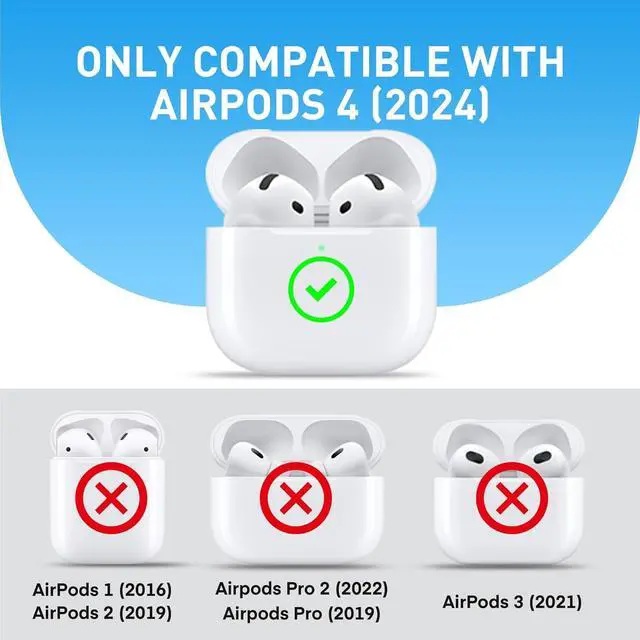 Alt view image 2 of 6 - for AirPods 4 Case, Compatible with AirPods 4th Generation Case, Leather Full Body Shockproof Protective Cover for AirPods 4th Generation Case Cover, Drop Protection (D)