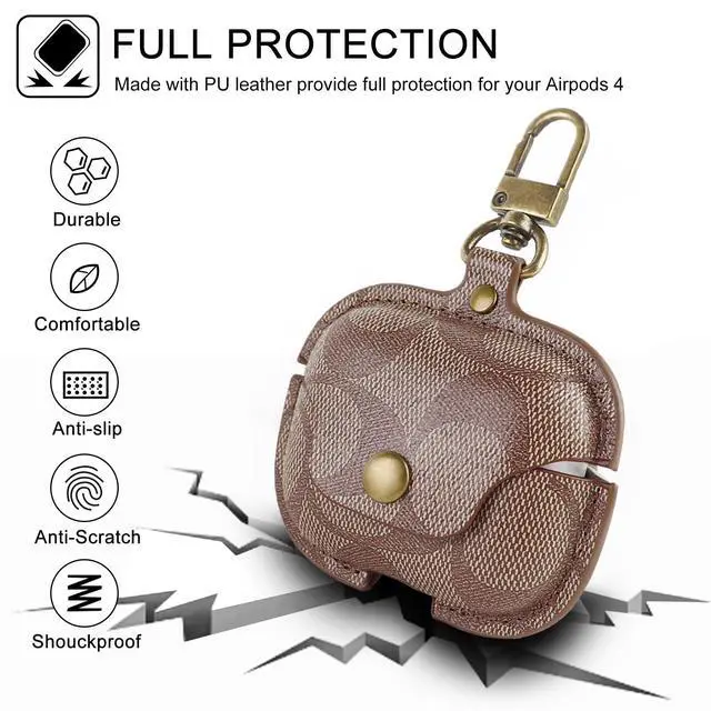 Alt view image 4 of 6 - for AirPods 4 Case, Compatible with AirPods 4th Generation Case, Leather Full Body Shockproof Protective Cover for AirPods 4th Generation Case Cover, Drop Protection (D)