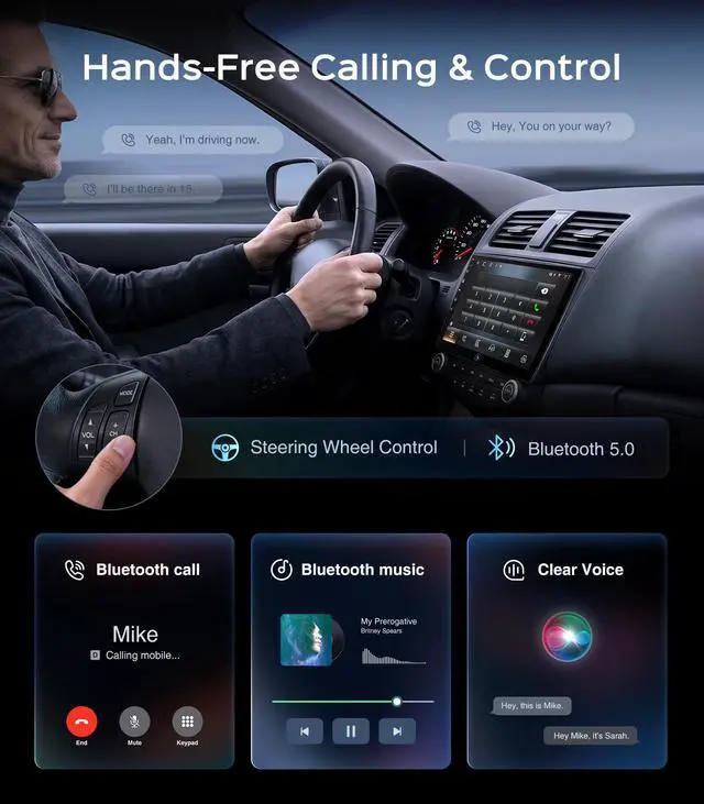 Alt view image 4 of 7 - 10.2'' Car Radio Stereo for Honda Accord 7th 2003 2004 2005 2006 2007 2+64G IPS HD Touch Screen/Wireless CarPlay/Android Auto/GPS FM/SWC Bluetooth/1080P Backup Camera (10.2 inch)