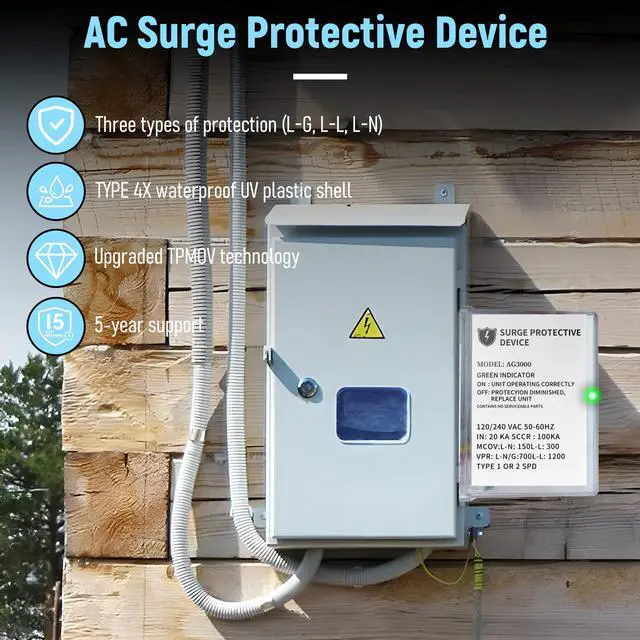 Alt view image 2 of 7 - AG3000 HVAC Surge Protector, 120/240V Mini Split Protection | TPMOV Technology With A Type 4x Watertight Enclosure Protects Hvac And Mini Split Systems From Lightning And Power Surges
