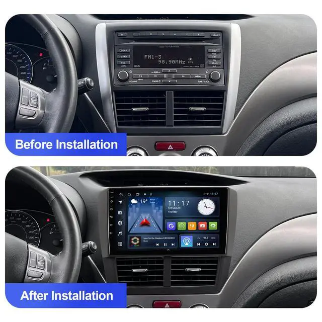 Alt view image 5 of 6 - Android 10 Double Din Car Stereo for Subaru Forester 2008-2012 Impreza 2008-2011 with 9 Inch Touchscreen Radio Built-in Wireless Carplay/Android Auto/GPS/Bluetooth/FM/AUX-in/Steering Wheel Control