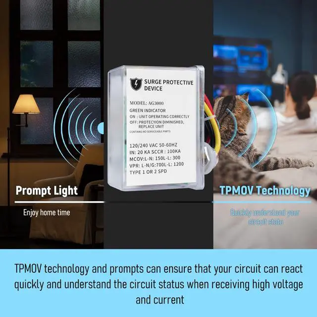 Alt view image 7 of 7 - AG3000 HVAC Surge Protector, 120/240V Mini Split Protection | TPMOV Technology With A Type 4x Watertight Enclosure Protects Hvac And Mini Split Systems From Lightning And Power Surges