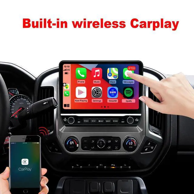Alt view image 4 of 6 - for Chevy Silverado Sierra Radio Upgrade 2014 2015 2016 2017 2018,QLED Touch Screen Stereo,8 Core CPU,Carplay Android Auto Ready,Keep OEM Camera and Steering Wheel Control