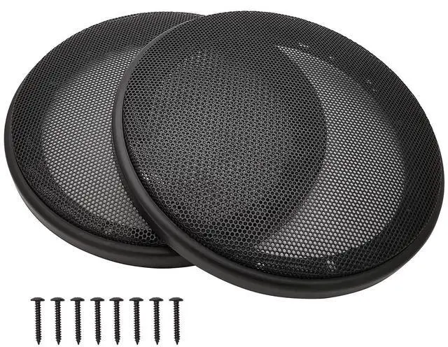 Main image of 6.5" Speaker Grill Covers, Black Color, 2Pcs | ABS Plastic Frame with Metal Mesh, Two-piece Design, Car / Home Audio Speaker Subwoofer Guard Protector