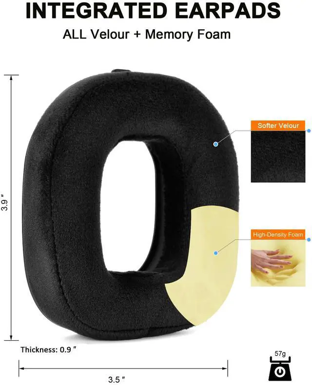 Alt view image 3 of 6 - Velour Earpads for Astro A40 TR Headset | A40 TR Mod Kit Ear Cushions and Headband, Upgrade High-Density Noise Cancelling Foam, Added Thickness