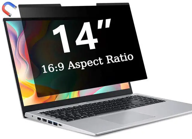 Main image of Magnetic Laptop Privacy Screen 14 Inch 16:9, Removable Privacy Filter | Compatible with Samsung HP Dell Asus Acer Sony Lenovo LG Thinkpad Toshiba, Anti Spy, Anti Glare, Blue Ray Reduction