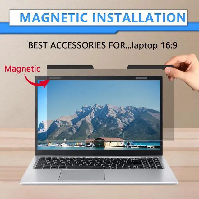 Alt view image 4 of 7 - Magnetic Laptop Privacy Screen 14 Inch 16:9, Removable Privacy Filter | Compatible with Samsung HP Dell Asus Acer Sony Lenovo LG Thinkpad Toshiba, Anti Spy, Anti Glare, Blue Ray Reduction