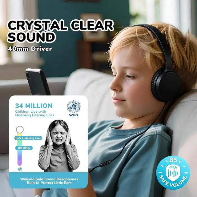 Alt view image 6 of 7 - 2 Pack Kids Headphones with Microphone for Classroom School, Durable Wired On-Ear Headset Class Set for Students Tablet Laptop PC & Boys Girls (HY30, 2Black)